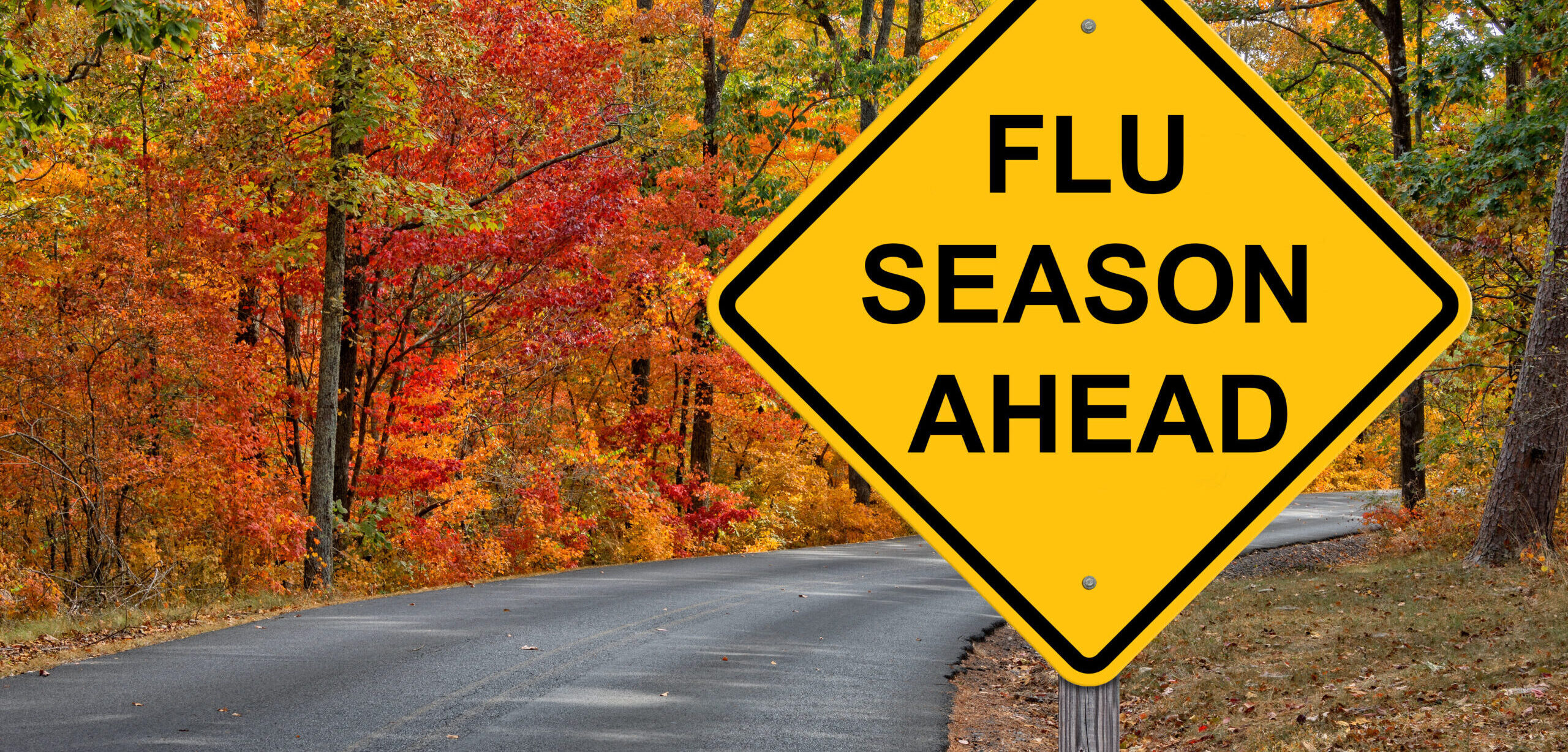 Preparing for Flu Season Ahead: Caution Sign - Autumn Background