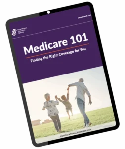 Cover image of Medicare 101 e-book on the screen of an iPad